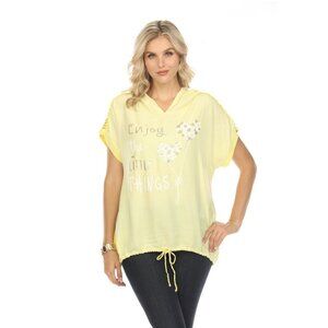 Yellow Hooded Top Dolman Window Sleeves